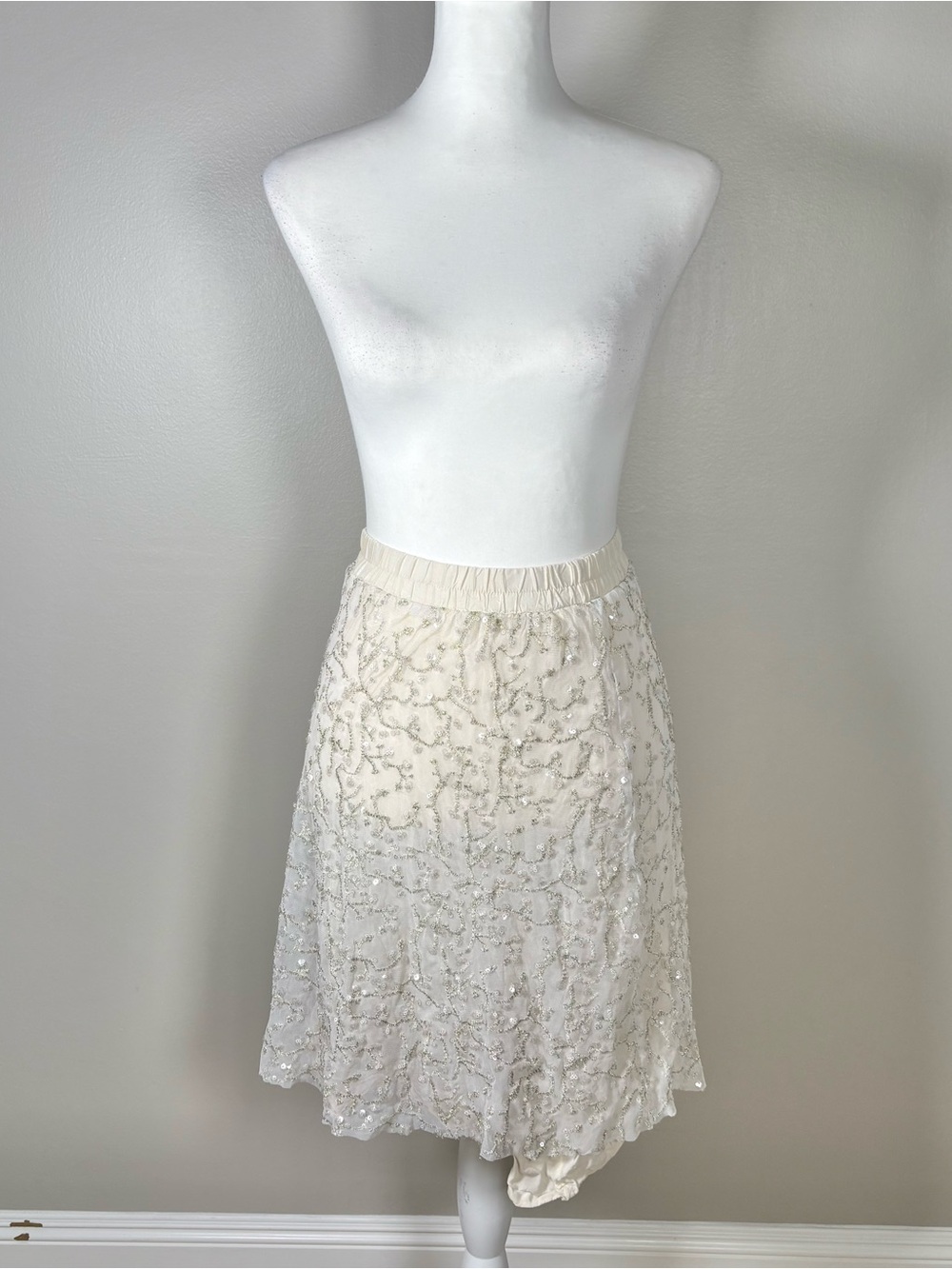 Y2k sparkly white midi skirt